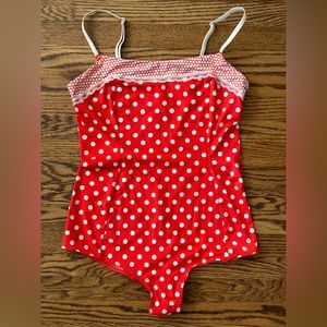 Red polka dot bodysuit